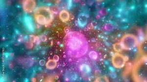 Variations in the speed and trajectory of the particles' orbits to add complexity and visual interest to the animation, 4K abstract background High-Quality Animation Video