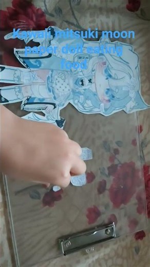 kawaii paper doll eating food