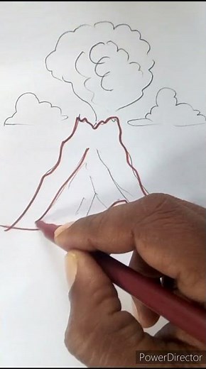 Draw a Volcanic Eruption Step by Step | Easy Volcano Drawing for Beginners#shorts#art#sketch
