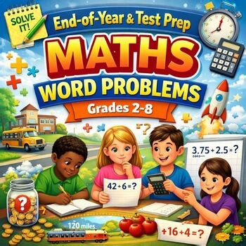 Grade 2-8 Math Word Problems for End-of-Year Review & Practice & Test Prep
