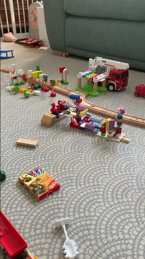 Brio train track with James and Thomas. Bridges and set play with signs.