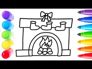 Christmas Fireplace Drawing | How To Draw A Fireplace Step by Step | Winter Season Drawing Tutorial
