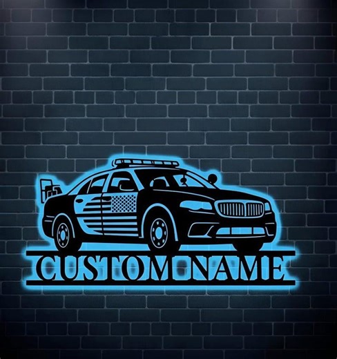 Personalized Police Car LED Sign Custom Name Law Enforcement Gift Wall Art Decor - Etsy