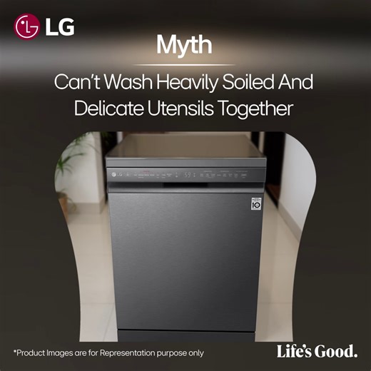 No more dishwashing dilemmas. The LG Dishwasher tackles delicate glass and heavily soiled utensils in one go with its dual zone mode and enabled with true steam feature. Know more at lg.com #LGDishwasher #Myths #HomeAppliances #DishWasher #DishWashingSimplified #SmartDishwashing #DishwasherMyths #DishwashingTips #LGDishwasherMagic #LGIndia #LifesGood | LG Global