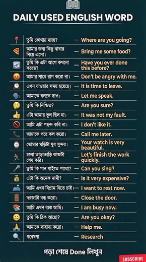 #english প্রয়োজনীয় কিছু ইংরেজি বাক্য#bangla​ #english​#বাংলা​ #ইংরেজি​