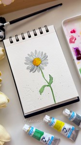How to paint white daisy using watercolors #watercolor #paintingreels #watercolorpainting #watercolorflowers #flowerpainting | spicingcolours