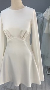 Mini Wedding Dress, Reception Wedding Dress, Mini Wedding Dress Long Sleeve, Simple Short Wedding Dress Open Back| Sandra - Etsy