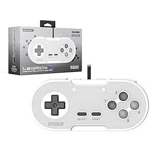 Retro-Bit Legacy 16 Wired USB Controller - Features Home, SS & ZL/ZR Buttons - for Switch, PC, MacOS, RetroPie, Raspberry Pi - Classic Grey