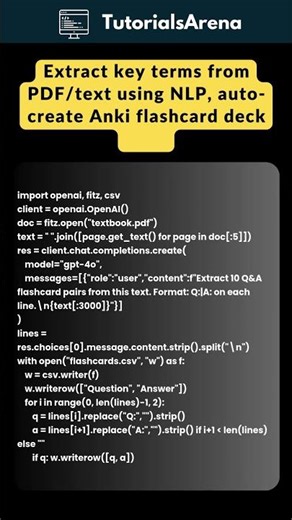 Auto Flashcard Generator Python | NLP + Anki #viralshorts