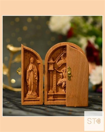 Catholic Altar Saint Joseph - Virgin Mary- Resurrection of Jesus Wooden Religious Gifts Home Deco...