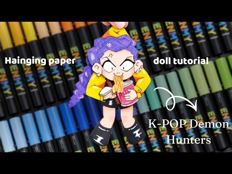 ｡˚ Hanging paper doll tutorial ♀ ✍️･ﾟ (K-POP demon hunters)// free templates ･ﾟ^⁠_⁠^