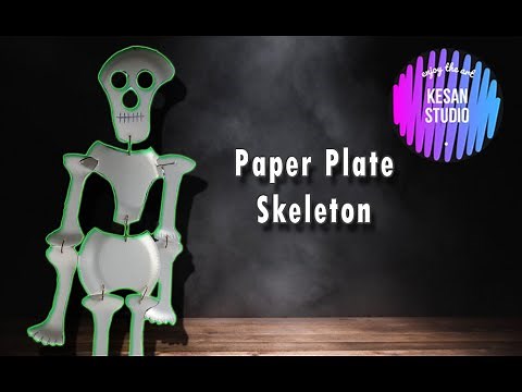 DIY paper skeleton | How to make Halloween craft | Paper Plate Skeleton | Kesan Studio