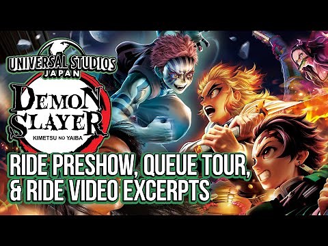 Demon Slayer XR Ride Preshow, Queue Tour, & Ride Video Excerpts - Universal Studios Japan