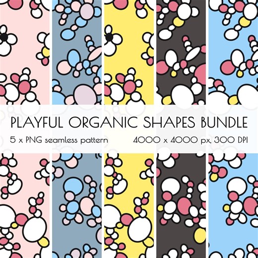 Retro Abstract Patterns Bundle – Playful Organic Shapes Collection - Etsy