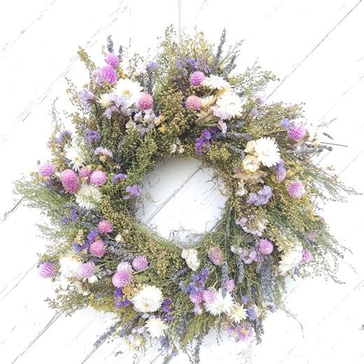 Spring Dried Floral Wreath, Real Dried Flowers (08-2690) - Etsy