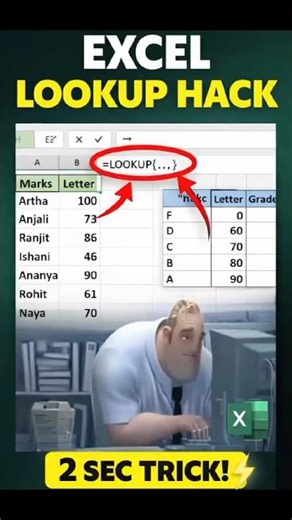 Excel LOOKUP Hack in 2 Seconds | Work Smarter Not Harder 🔥