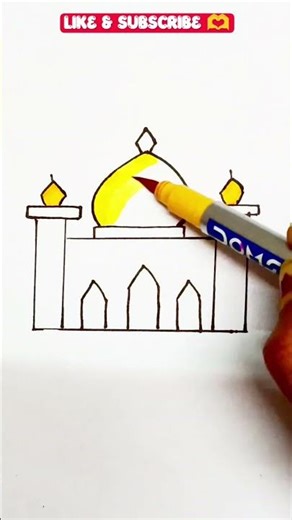 How to draw Simple Mosque easy #mosque #mosquedrawing