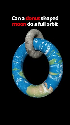 Donut Shaped Moon Orbiting Earth Simulation