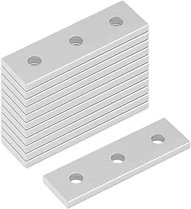 12 Pcs 3 Hole Joining Plate, Straight Plate for 2020 T Slot Aluminium Extrusion Profile