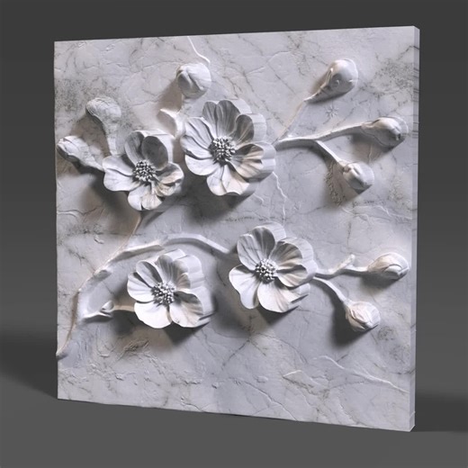 Cherry Blossom 3D STL File: Floral Wood Carving Panel (digital Download) - Etsy