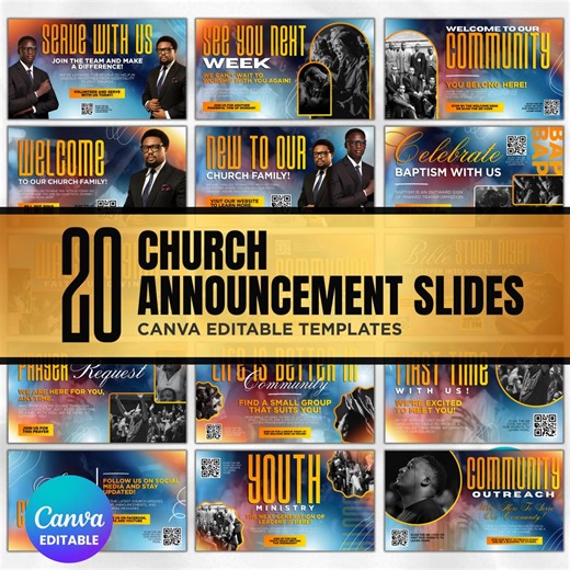 Church Announcement Slides Canva Template,livestream Church Slides, Modern Gradients Church Welcome Program Slides,church Pre-service Slides - Etsy
