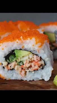 Easy Surimi Masago Sushi Rolls Recipe | Homemade Sushi Tutorial