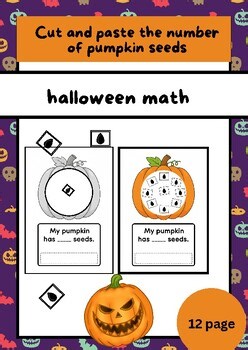 halloween math-Cut and paste the number of pumpkin seeds(1-10)