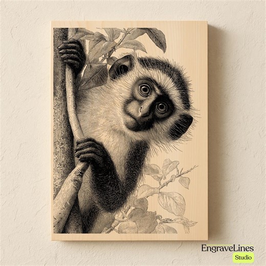 Vervet Monkey Engraving Design | Vintage Line Art (SVG, PNG, JPG) - Etsy
