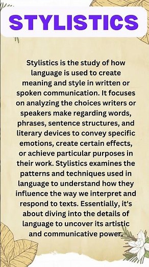 Stylistics | Stylistics in linguistics and literature