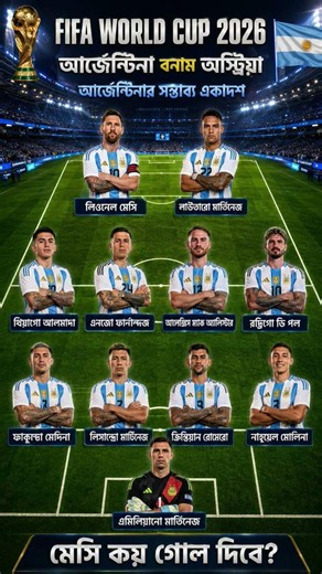 Argentina's Probable Lineup Against Austria ⚽ | Argentina Match Live Schedule #worldcup2026
