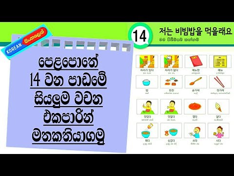 Learn Korean Words in Sinhala: Eps Topik Book Lesson 14: Basic Korean Vocabulary: Koriyan Wachana