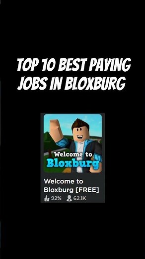 ⭐️Top 10 high paying jobs in bloxburg ⭐️🤩 #roblox #shorts #bloxburg