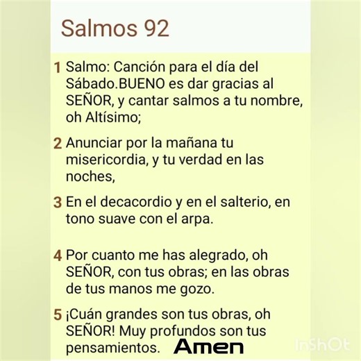 Salmo 92 🙏 1 : 2 : 3 : 4 : 5 🙏💖😊🙌 Amen ! 🙏