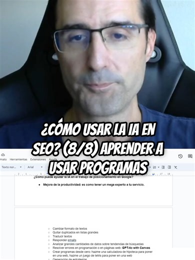 ¿Cómo usar la IA en SEO? (8/8) Aprender a usar programas ¿Cómo puede ayudar la IA en tu trabajo? ¿Cómo te puede ayudar la IA a encontrar trabajo? ¿Merece la pena hacer un curso sobre la IA? ***Vídeo completo en https://www.tiktok.com/@antoniogonzaleztrei/video/7427070294663204129*** #IA #SEO #usarprogramas #posicionamientoweb #marketingdigital #SEOTips #SEOparaprincipiantes #TrucoDiario #UnVideoCadaDia #RetoDiario Un vídeo al día con un truco de Google o IA. 1 millón de visitas/mes a los vídeos: