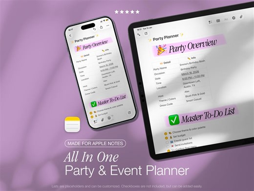 All in One Party Planner | Event Planner | Event Planning Template | Birthday Planner | Party Checklist | Party Planning Apple Notes iPhone - Etsy Canada