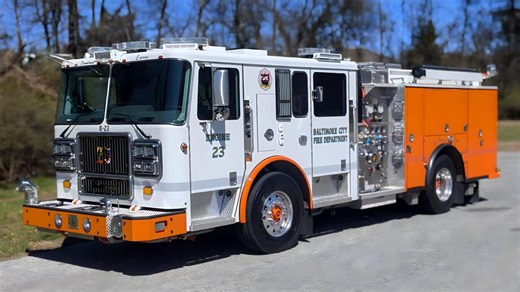 Back in orange: Baltimore’s new fire engine revives ’70s-era color
