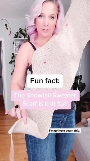 Knitting Pattern: Snowfall Sweater Scarf - Flat Knitting Tutorial