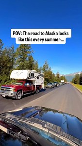 Who’s coming to Alaska this summer?🤗 Every year, thousands of RVers point their rigs north to explore the Last Frontier. There aren’t many roads up here, so when summer hits, they get busy fast. Construction is always underway, and miles get long. Everyone’s chasing views, wildlife, and places that don’t exist anywhere else…all before winter shows up again. If you’ve been here, you know. If Alaska’s on your list — this is part of the adventure 🚐 #alaskaroadtrip #explorealaska #travelalaska #rv