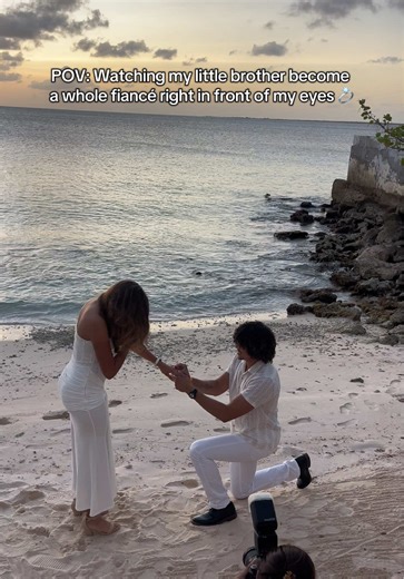My baby brother asked the love of his life to marry him, and my heart is so full. Watching him step into his forever is emotional and beautiful at the same time. I’m so proud of the man he’s become, and so happy he found someone so kind and special. I truly couldn’t have wished for a better sister-in-law. She said yes!💍🤍 | @dexflowz @𝐇𝐞𝐚𝐯𝐞𝐧🪼 | #bonaire #engangement #schatjepatatje #allwhite #viral