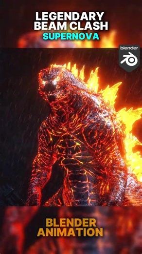 Godzilla & Space Godzilla BEAM CLASH 2026 | Blender #supernova #godzilla
