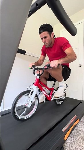 Riding a bike on a treadmill from 0-10mph.
