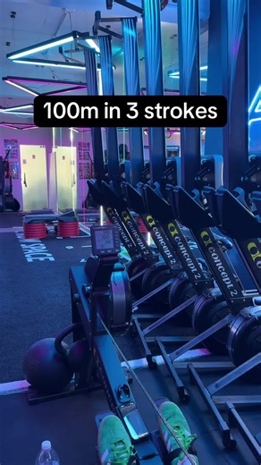 100m in 3 strokes challenge - 22.2sec - avg rate 8 #rowing #row #indoorrowing #hyrox #crossfit