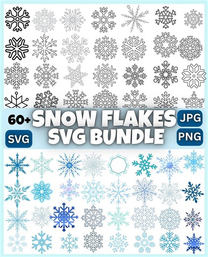 Snowflake SVG Bundle, Winter Outlines (digital Download) - Etsy