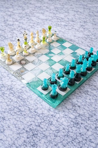 Ocean Resin Chess Set – Beach Themed Chess Board Handmade – Epoxy Chess Set With Shells – Coastal Decor Chess – Unique Gift for Him Her - Etsy