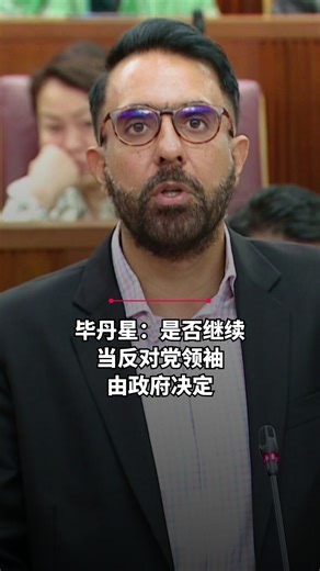 毕丹星在国会说，反对党领袖一职并非理所当然，至于他是否继续担任反对党领袖，须由本届政府决定。📹：国会直播 #zaobaosg #新加坡 #新加坡生活 #新加坡新闻 #反对党 #国会 #工人党 #毕丹星 #singapore #singaporelife #sgnews #workersparty #parliament #pritamsingh | Lianhe Zaobao 联合早报