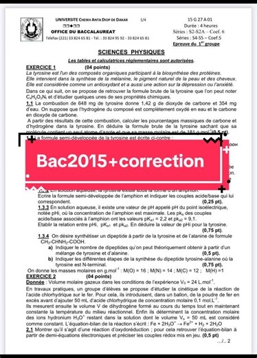 Correction détaillée du Bac 2015 en sciences physiques