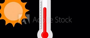 Animation of a thermometer going from a hot temperature to a cold temperature. Transparent background, Video 4K