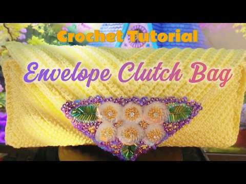 Easy Crochet Envelope Clutch Bag | Apricot Yellow | Beginner-Friendly Tutorial