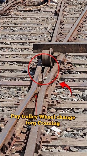 pay trolley wheel change forg Crossing #railtrack #railway #wheel #frog #frogcrossing #froglets