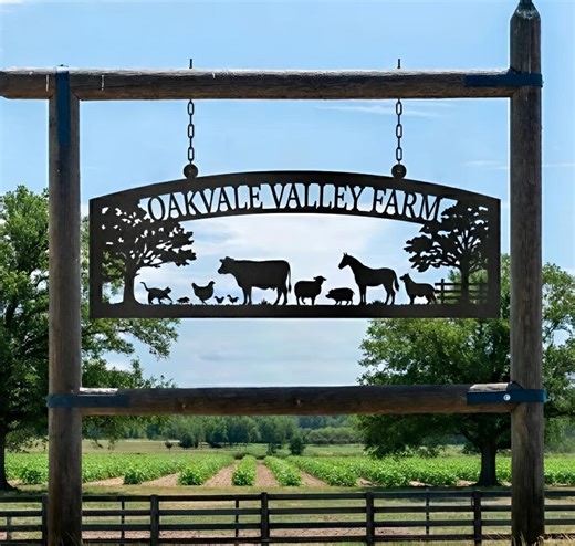 Personalized Farm Sign Metal With Livestock Silhouette, Custom Ranch Entrance Sign, Country Decor - Etsy